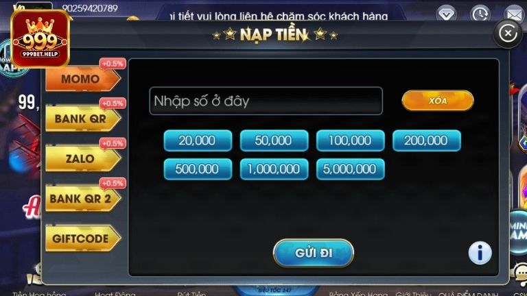 Lưu ý quan trọng cần nắm khi nạp tiền 999BET