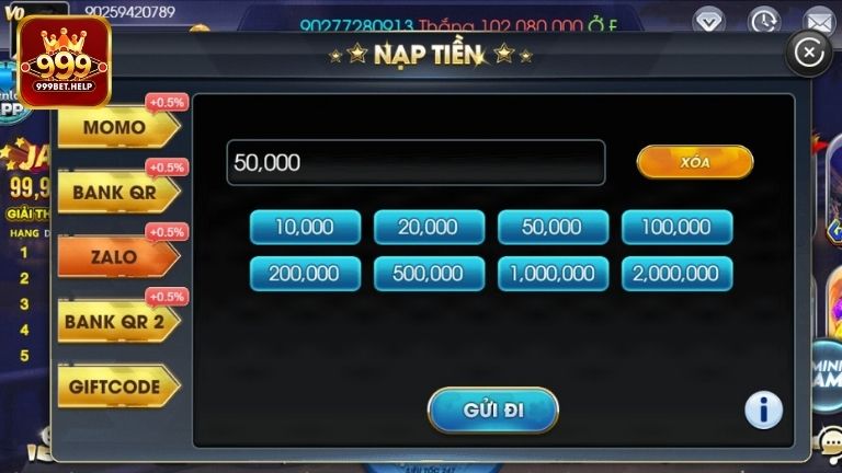 So sánh các hình thức nạp tiền tại 999BET